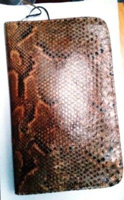 Vintage Python Skin Leder Aktentasche/Beutel/Dokumenthalter/Geldbörse/Geldbörse