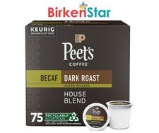 Peet's Coffee Decaf Dark Roast K-Cup Pods, House Blend 75 ct. 