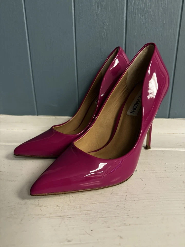 Steve Madden DAISIE Hot Pink Patent High Heel Pointed Toe Stiletto Pumps Size 6 - Image 2 of 4