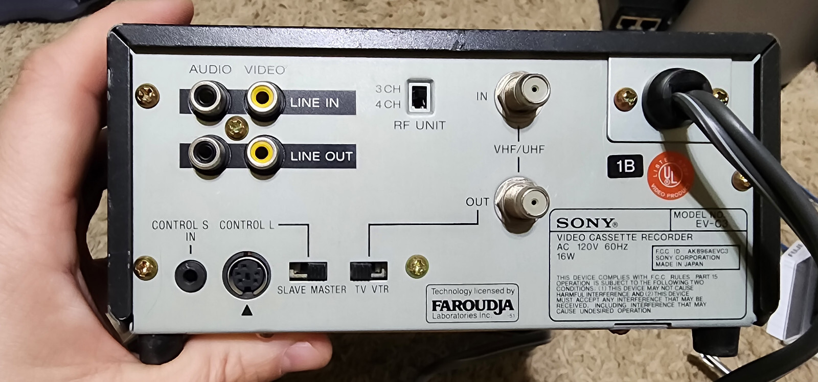 Lecteur cassette vidéo vintage Sony 8 mm hi8 EVC3 vidéo 8 ponts Voir