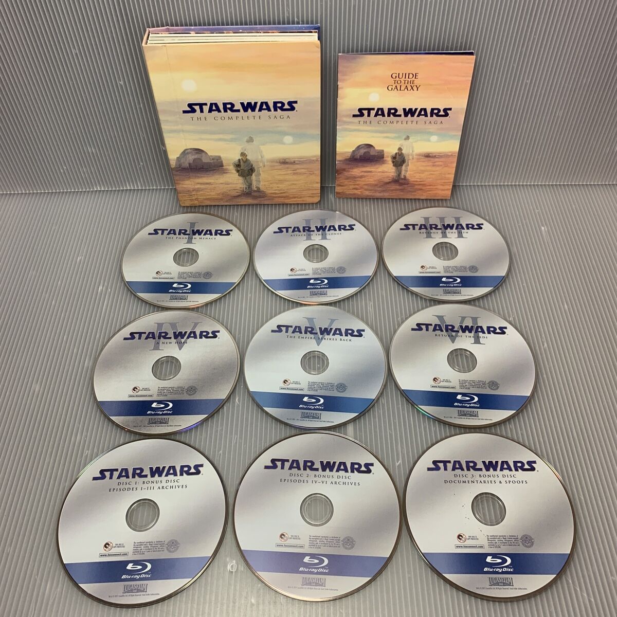 Star Wars: The Complete Saga (9 Disc Blu-ray Box Set, 2011) Episodes 1-6 +  Bonus