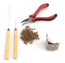 500pcs Silicone Beads  Micro Rings Loop Hair Extensions Pliers Hook Tool Kit 8