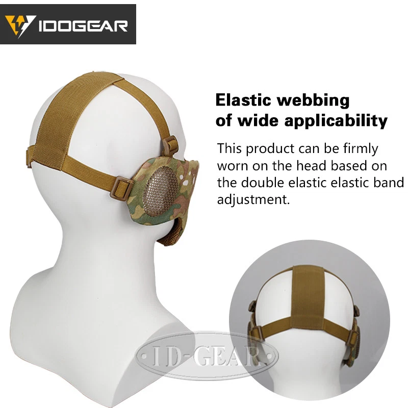 IDOGEAR Tactical Half Face Foldable Mesh Mask Protective Hunting Gear Paintball - Image 4 of 4