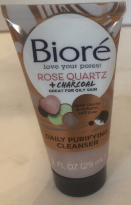 Biore Rose Quartz Charoal Daily Purifying Cleanser 1oz Blt-Great For Oily Skin