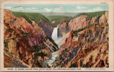 Grand Canyon from Artist Point, Yellowstone National Park Vintage Postcard Wpc5