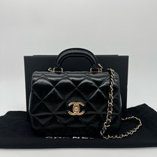 Chanel Mini Coco Trip Top Handle Flap Bag in Shiny Lambskin Black Leather