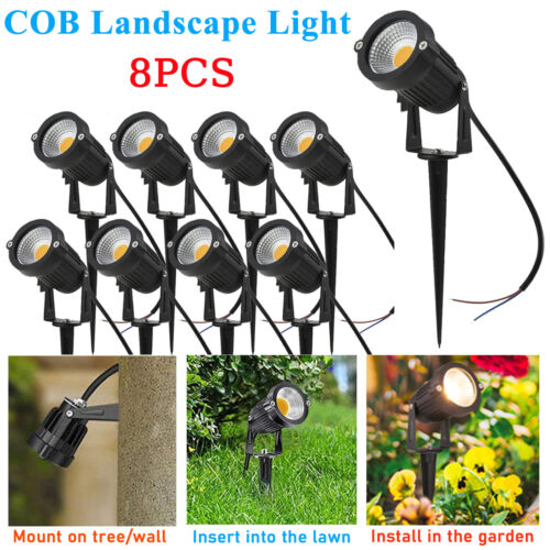 8Packs COB Landscape Light LED DC12V Lawn Lamp Spot Light Waterproof Yard H2Y2