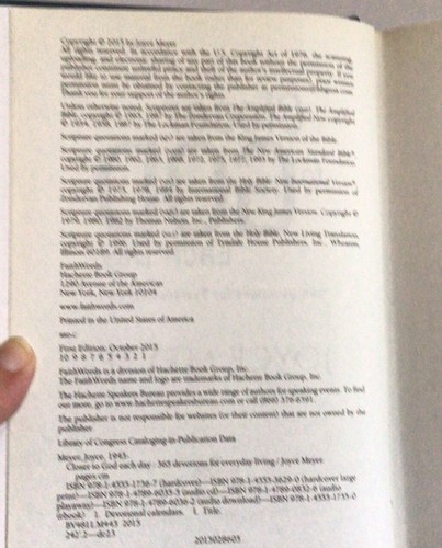 Closer to God Each Day by Joyce Meyer 2015 Hardcover 1st Edition Devotions - Picture 7 of 8