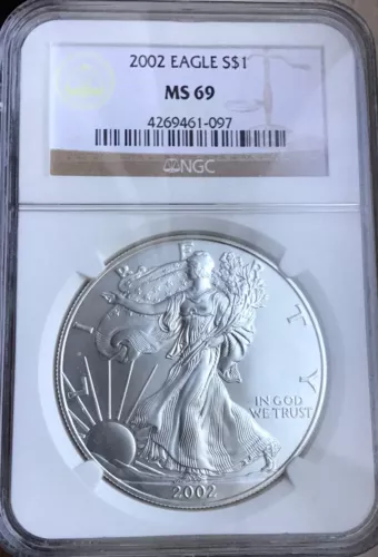 2002-P American Silver Eagle Dollar MS69 NGC