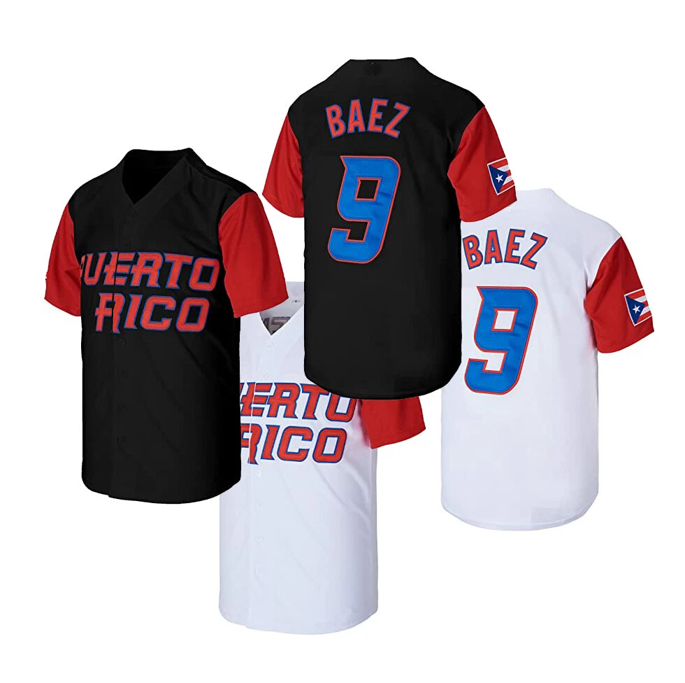 Retro Javier Báez Baez #9 Team PR Puerto Rico Baseball Jersey All Stitched