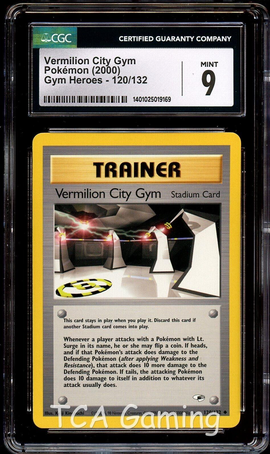CGC 9 MINT Vermilion City Gym 120/132 Gym Heroes Pokemon Card 169