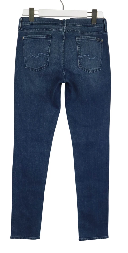 7 For All Mankind Mid Rise Roxanne Dark Indigo Mujeres Jeans W29 Delgado Azul - Imagen 2 de 4