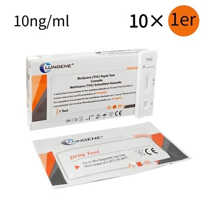 10×Clungene Drogentest Kassette Cannabis THC 1er 10ng/ml