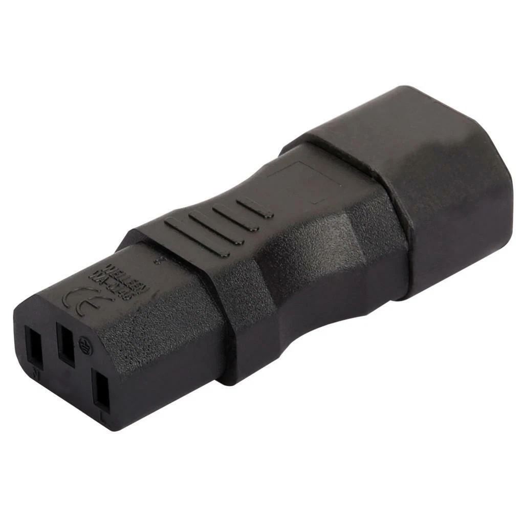 Adattatore Di Alimentazione IEC320 C14 Maschio A C13 Femmina A 90° - 250V 10A, 2 Pezzi Nero