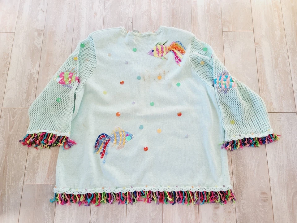Vintage Design Options Phillip & Jane Gordon XXL Sweater Fish Life *Stains!! - Image 2 of 4
