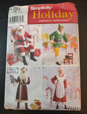 Simplicity 4393 Santa Elf Mrs. Claus Costumes Sewing Pattern Uncut Size L-XL