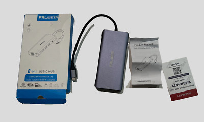Falwedi 8-in-1, USB-C Hub 2 x HDMI, DP, VGA, PD, USB 2.0 x 3