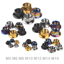 Ti Titanium Nuts M5 M6 M8 M10 M12 M14 M16 Bicycle Flange Hex Nut 