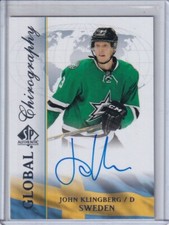  2015-16 SP Authentic Global Chirography John Klingberg AUTO (B) - SWEDEN