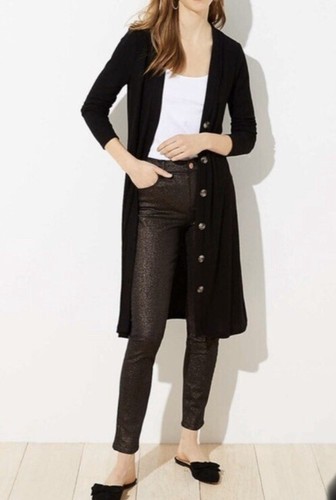 NWT Long Ribbed V-Neck Cardigan - Black 