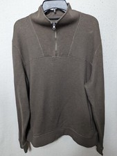 UNTUCKIT Long Sleeve Textured Quarter Zip Pullover Mens Brown XXLarge