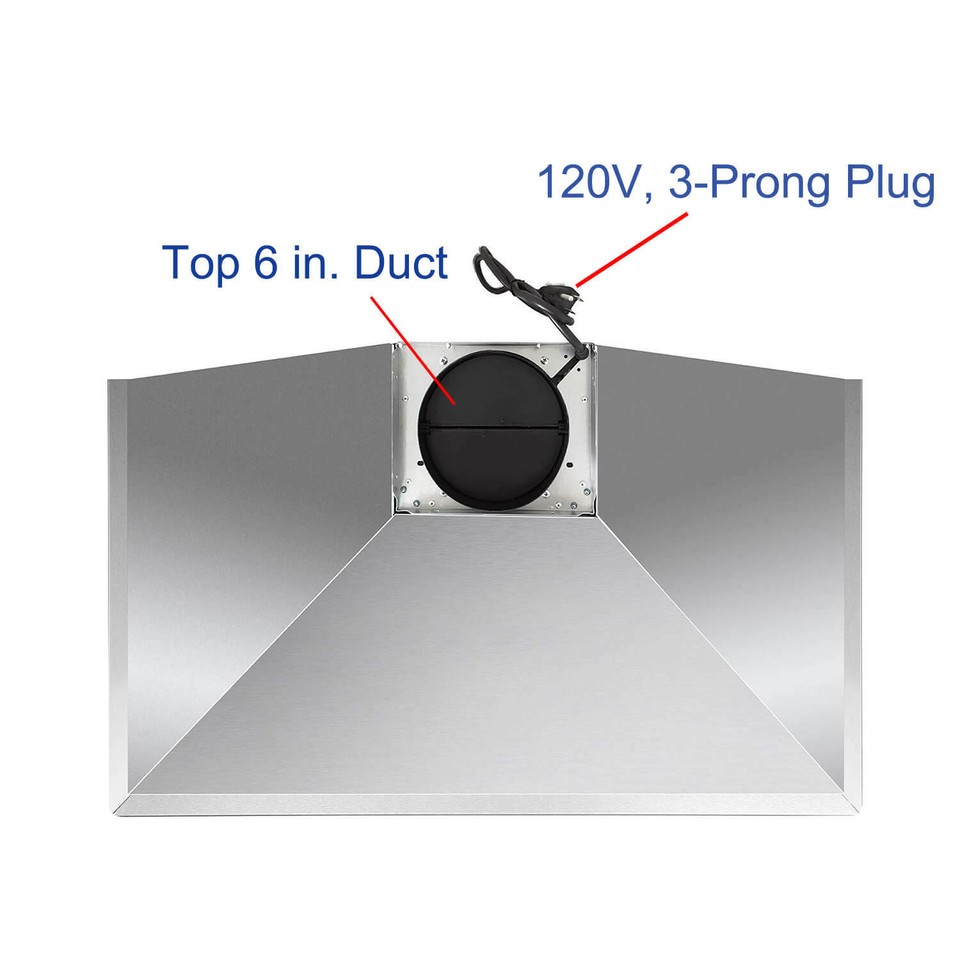 Tieasy 30" 350CFM Stainless Steel Wall Mount Range Hood – Vented, 3-Speed, LED Light, Retractable, Modern, Made In USA - View #2