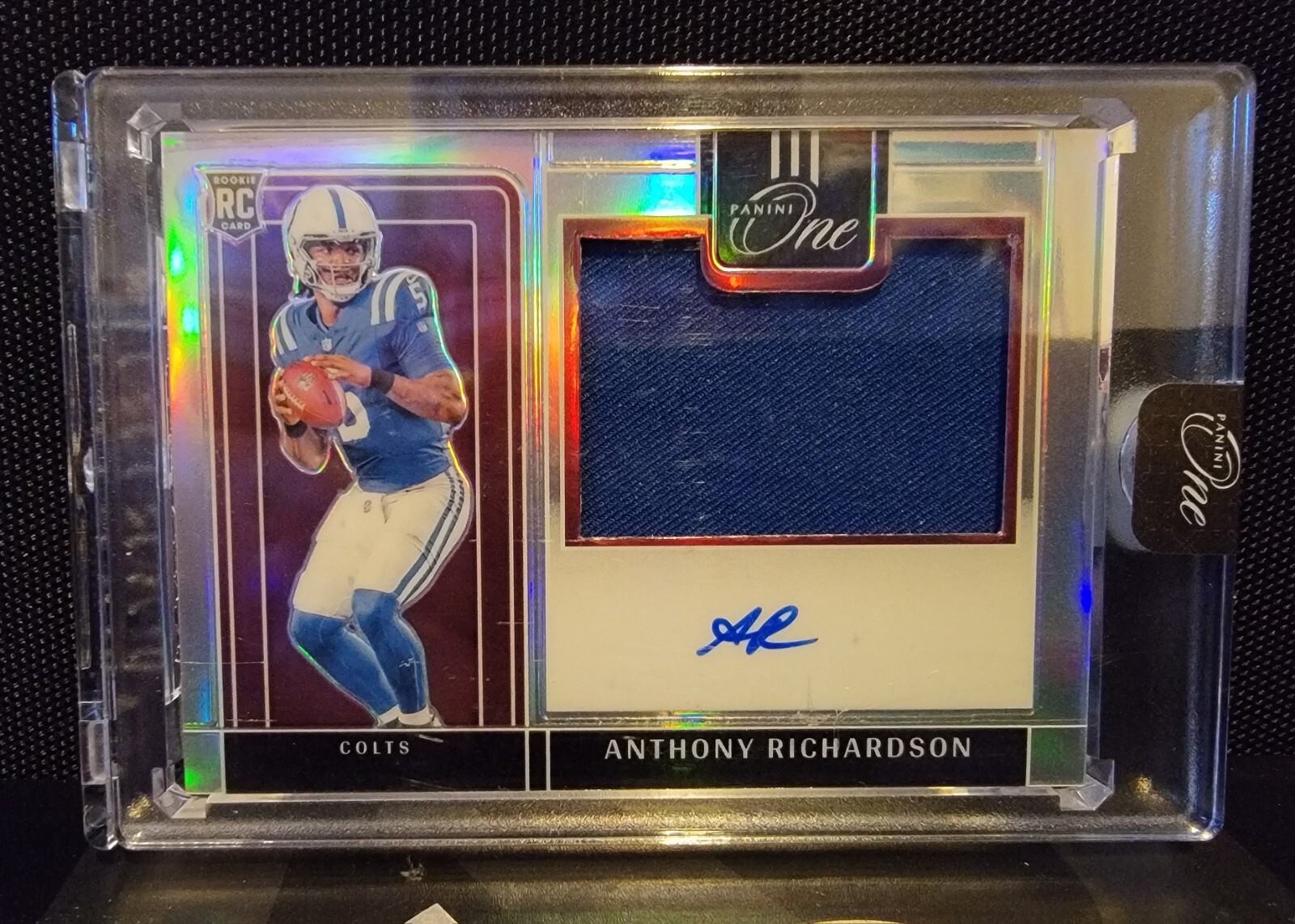 2023 Panini One Anthony Richardson Silver Prizm Precision Rookie Patch Auto #/99