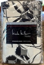 Nicole Miller Onyx Floral Ivory Quilted Standard Sham Pillow Sham