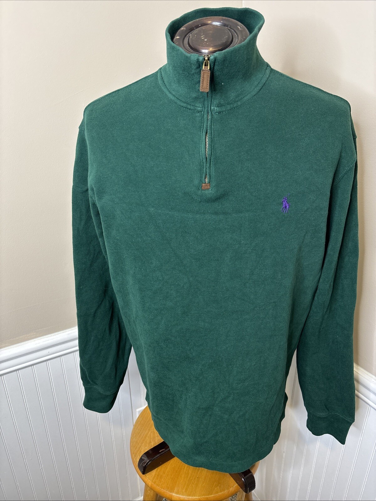 Maglione Ralph Lauren adulto grande verde viola pony uomo felpa zip 1 4