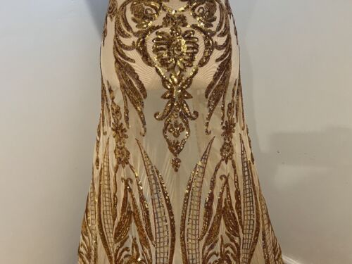 Tessuto pizzo paillettes elasticizzato oro 4 vie larghezza 50” venduto da cantiere - Foto 4 di 6