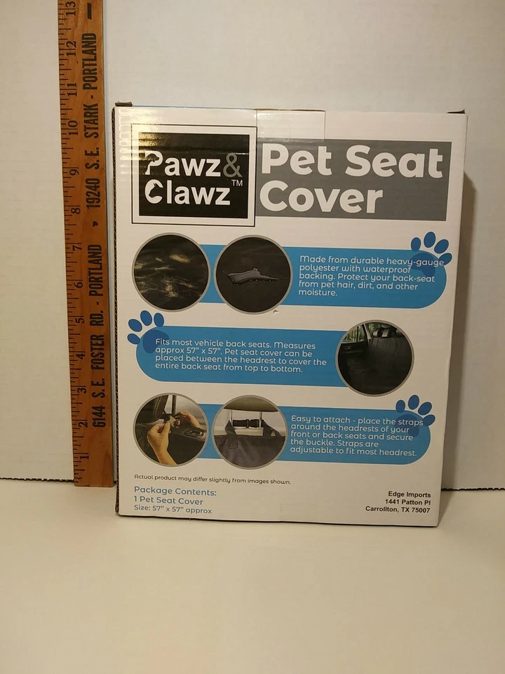 NIB! Pawz & Clawz Pet Seat Cover Hair, dirt & water protection! Approx 57" X 57" - Image 2 of 4