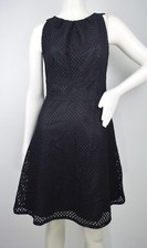 New York & Company Eyelet Cut A-Line Dress Size 2 Black