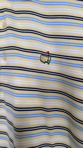 Polo uomo Masters Collection taglia L gialla a righe con logo ricamato - Foto 3 di 7