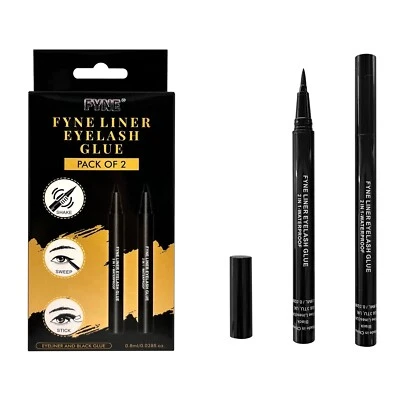 FYNE Liner Glue - 2 in 1 EyeLiner and Eyelash Glue Pen - Waterproof Eyeliner Pen