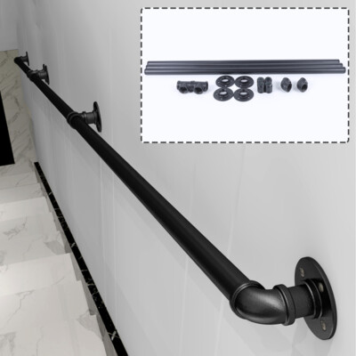Iron Handrail 10 FT For Steps Stair Railing Hand Rail Kit Outdoor &Indoor Black