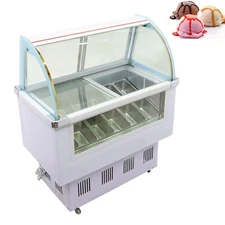 12 Pan Ice Cream Showcase Ice Cream Refrigerator Gelato Showcase with LED Light