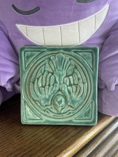 Pewabic Arts & Crafts Inspired Green Bird In Flight Tile Ceramic Wall Piece