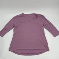 SEG'MENTS Shirt 1/2 Sleeve Modal Stretch Textured Knit Eco Soft Top Women's L