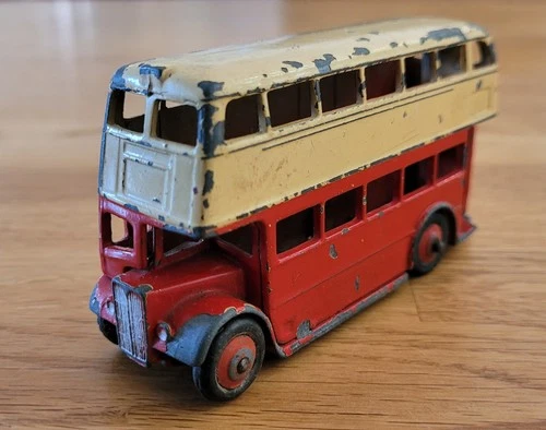 1949-53 Vintage Dinky Toys No. 29C AEC Double Decker Bus Red & Cream Paint