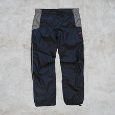 Vintage 2000s Nike Swoosh Nylon Wide Track Pants Navy Black Baggy Mens 38x31