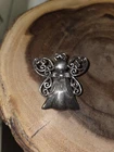 Vintage Sterling Silver Angel With Heart Halo Pendant Brooch Pin-12.8 Grams