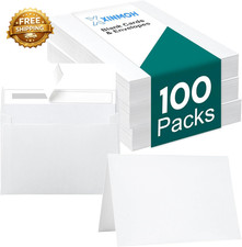 100 Pack White Blank Cards and 100 Pack Envelopes 4X6 Note Greeting