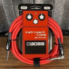 Boss BIC-10A-RD 10' Right Angle to Straight 1/4" Guitar Instrument Cable RED