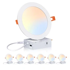 CLOUDY BAY 6 Pack 6 Inch 5CCT Ultra-Thin LED Recessed Ceiling Light with