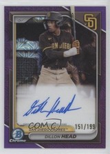 2024 Bowman Chrome Prospect Mega Box Purple Refractor /199 Dillon Head Auto 14dl
