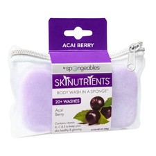 Spongeables Body Wash in a 20 Wash Sponge, Acai Berry, 1 Count