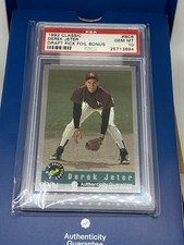 1992 CLASSIC DRAFT PICK FOIL BONUS DEREK JETER ROOKIE #BC6 PSA 10 GEM MT POP 107