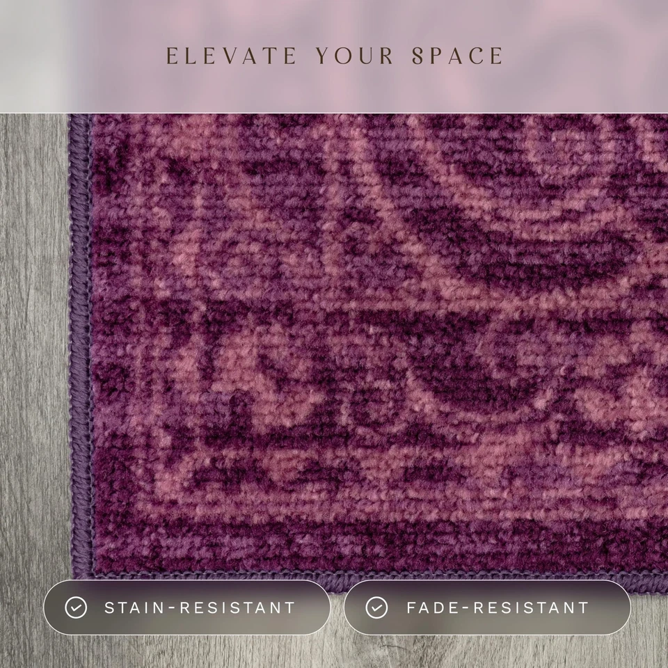 Wineberry Vintage Scroll Area Rug 2X3 Stain Resistant Non Slip Usa Made - Image 4 of 4