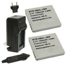 Replacement for Canon VIXIA mini Battery 2-Pack, 1300mAh and Charger