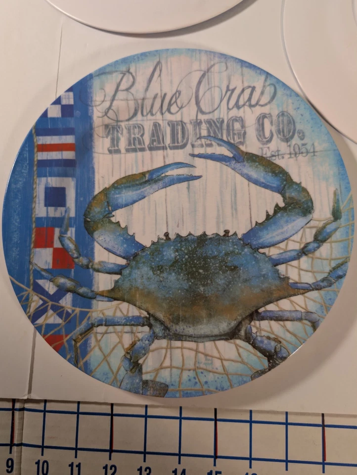Paquete de 5 vajilla duradera de mariscos Blue Crab Trading Co 10,5" melamina Foto 4 de 4